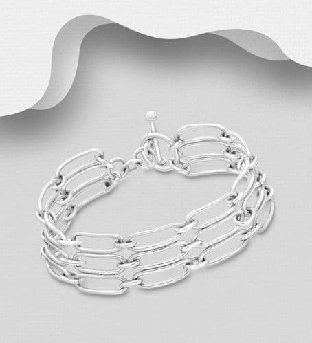 925 Sterling Silver Fancy Link Gate Style Bracelet